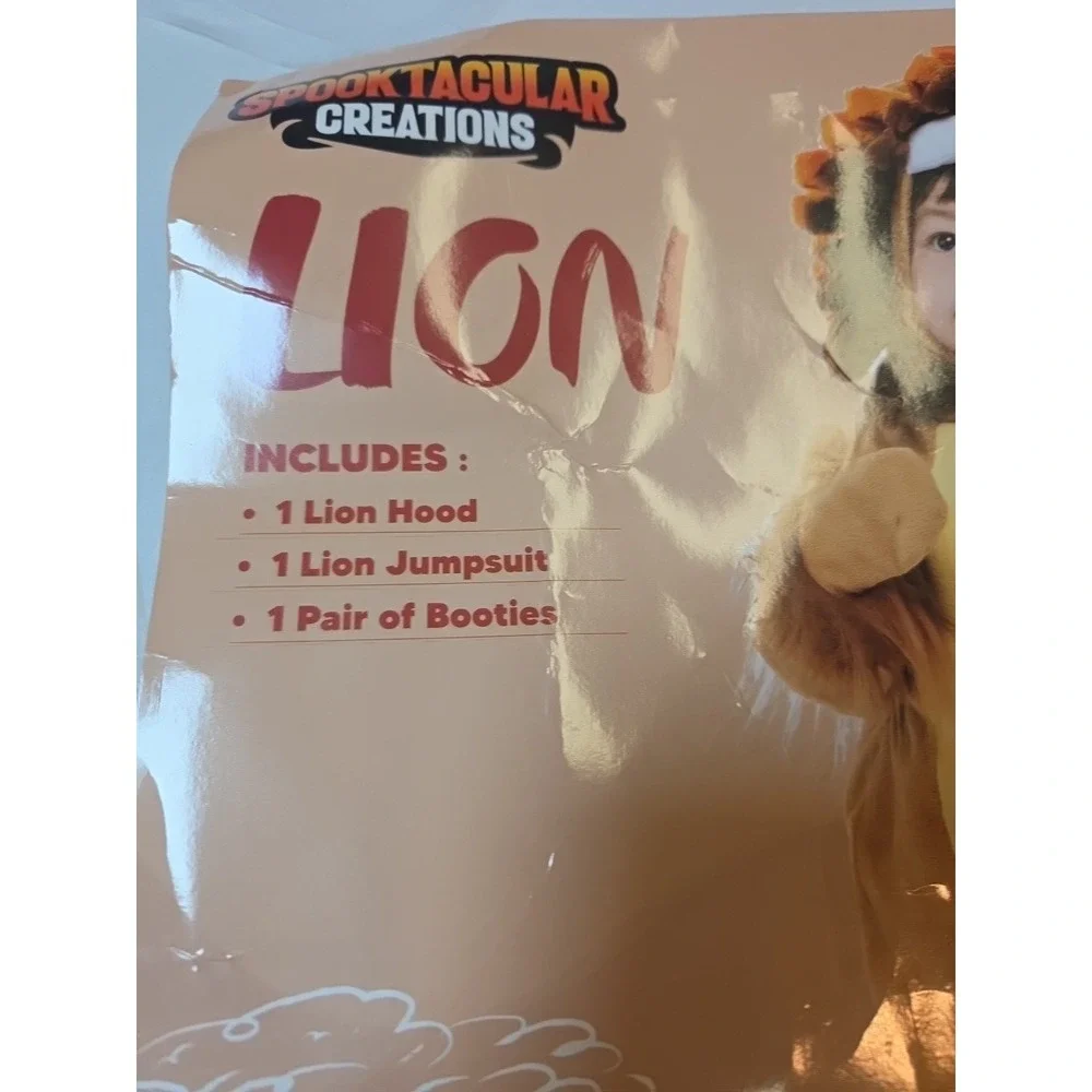 Baby Lion Costume 6–12 Months Spooktacular Creations Hood Jumpsuit Booties Hallo